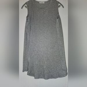 Women"s Grey Ribbed Long Sleeve Top With Cold Shoulder Cutouts XL